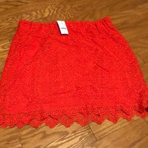 Jcrew Red lace fitted skirt